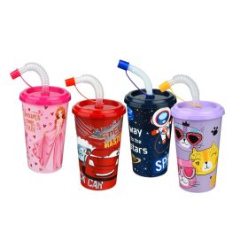 POHÁR SZÍVÓSZÁLLAL DEKOROS 400ML TP513 1DB