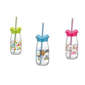 ÜVEG+SZÍVÓSZÁL DEKOR 250ML M-326 1DB