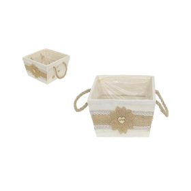   KASPÓ FA KOCKA CSIPKÉS MASNIS 232-W-209/S - 12,5X12,5XH9,5CM 1DB