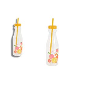 ÜVEG MŰANYAG+SZÍVÓSZÁL DEKOROS 170488570 650ML 1DB