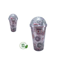 POHÁR MŰANYAG CSILLÁM DEKOROS+TETŐ 500ML LU-17 1DB