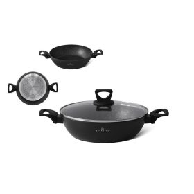   EDENBERG LÁBAS SEKÉLY ÜVEG FEDŐVEL FEKETE 28CM 3,7L EB-7464 1DB