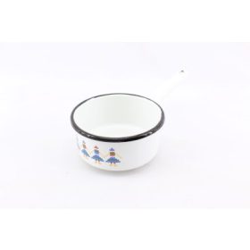 LÁBAS ZOMÁNCOZOTT MÉLY NYELES DEKOR 12CM 600ML 1DB