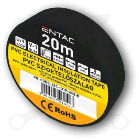 ENTAC SZIGETELŐ SZALAG FEKETE 0,13x19MM 20M