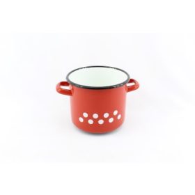 FAZÉK ZOMÁNCOZOTT PIROS DEKOR 15CM 2,25L 1DB