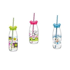 ÜVEG+SZÍVÓSZÁL DEKOR 500ML M-327 1DB