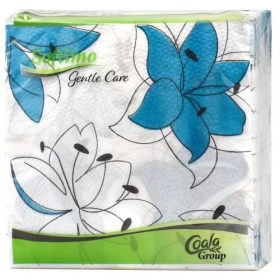   SOFTIMO GENTLE CARE SZALVÉTA KÉK VIRÁG MINTÁS 34X34CM 1RÉTEGŰ 45DB
