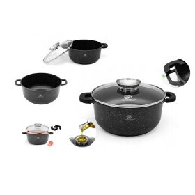 MEYERHOFF LÁBAS KEREK FEKETE ÜVEG FEDŐVEL 4,2L 24CM 1DB