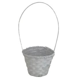 KOSÁR RATTAN BAMBUSZ FLOR.FEHÉR 66-38/W-D13XH9,5/29CM 1DB