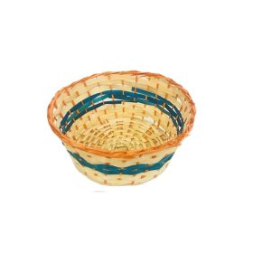   KOSÁR BAMBUSZ KEREK NARANCS KÉK CSÍKKAL 208-70 D21XH9CM 1DB