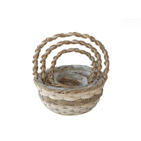   KOSÁR RATTAN FONOTT FÜLES KEREK SZETT 54-201 D26XH15/34CM 3DB 1CS