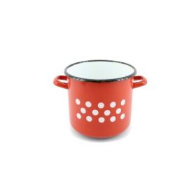 FAZÉK ZOMÁNCOZOTT PIROS DEKOR 17CM 3,25L 1DB