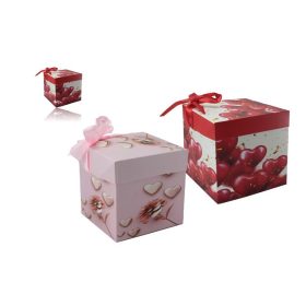 AJÁNDÉK DOBOZ PAPÍR SZÍVES 15X15X15CM LU-86 1DB