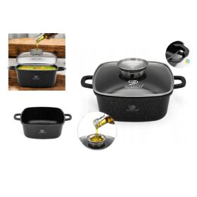   MEYERHOFF LÁBAS SZÖGLETES FEKETE ÜVEG FEDŐVEL 4,4L 24CM 1DB