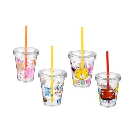 POHÁR SZÍVÓSZÁLLAL VÍZTISZTA DEKOROS 440ML TP554 1DB